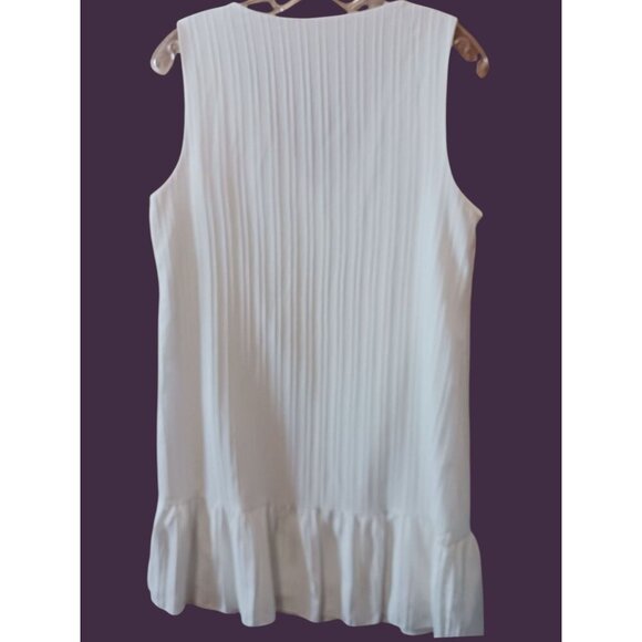 Sleeveless  Button-Down Mini Dress With Ruffle Casual Dress Fashion Size Large - Picture 4 of 9